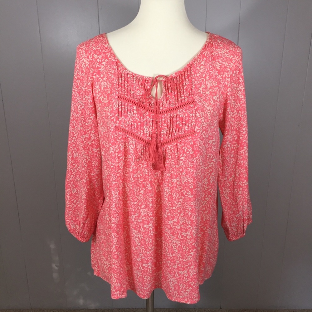 Bella Ella peasant boho floral blouse medium